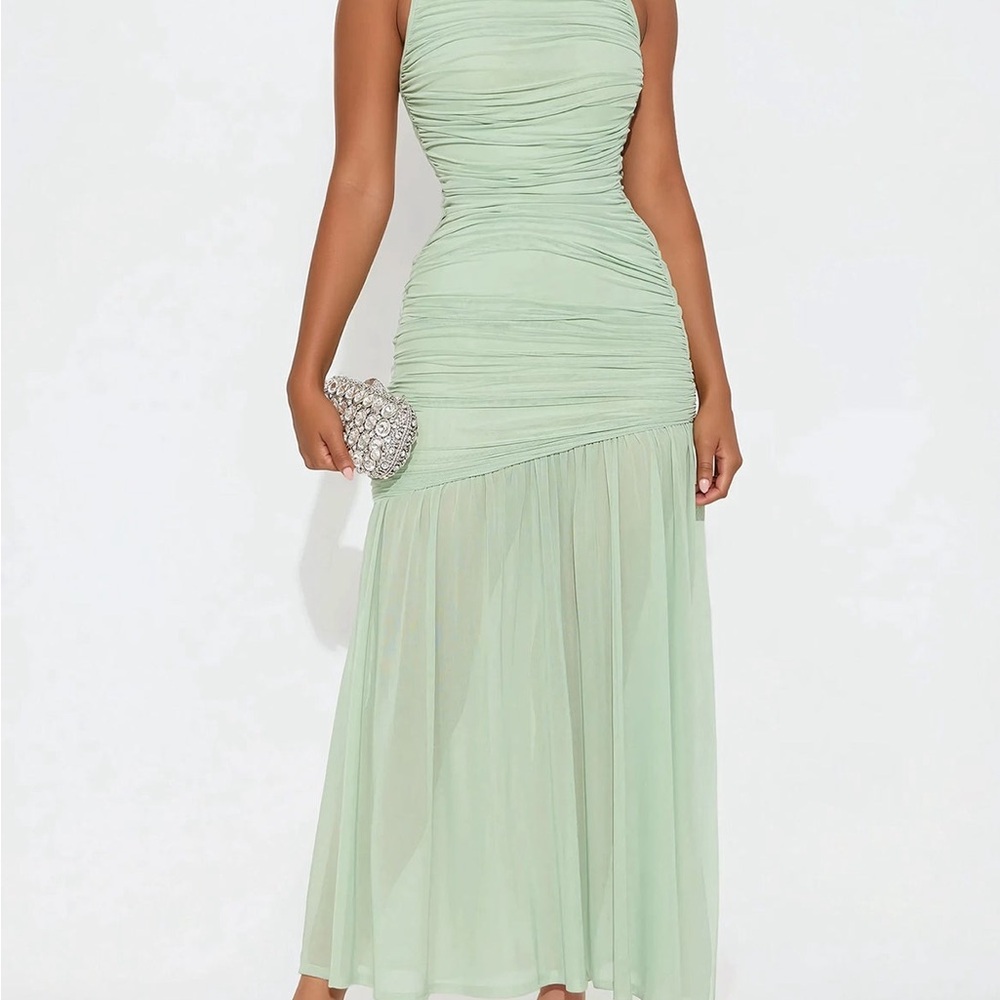 Fashion Nova Mint Green Maxi Skirt